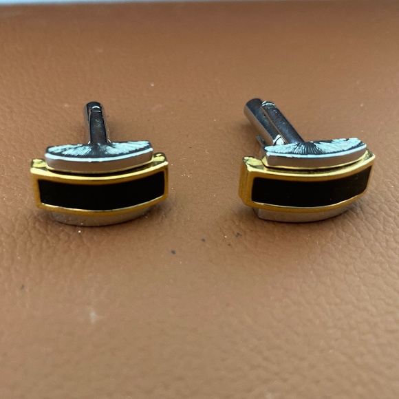 Other - Mens Cufflinks Onyx with silver and gold